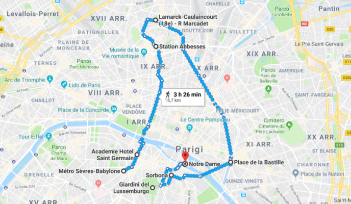 Parigi in due giorni: itinerario su Maps