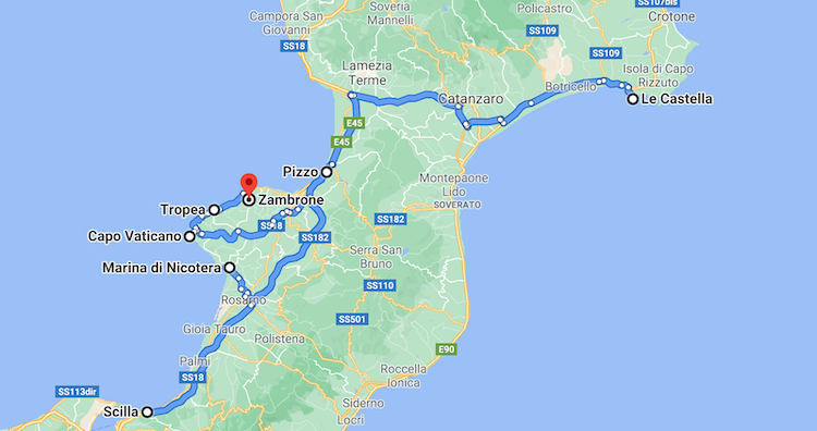 Visitare la Calabria da cima a fondo: mappa con tappe